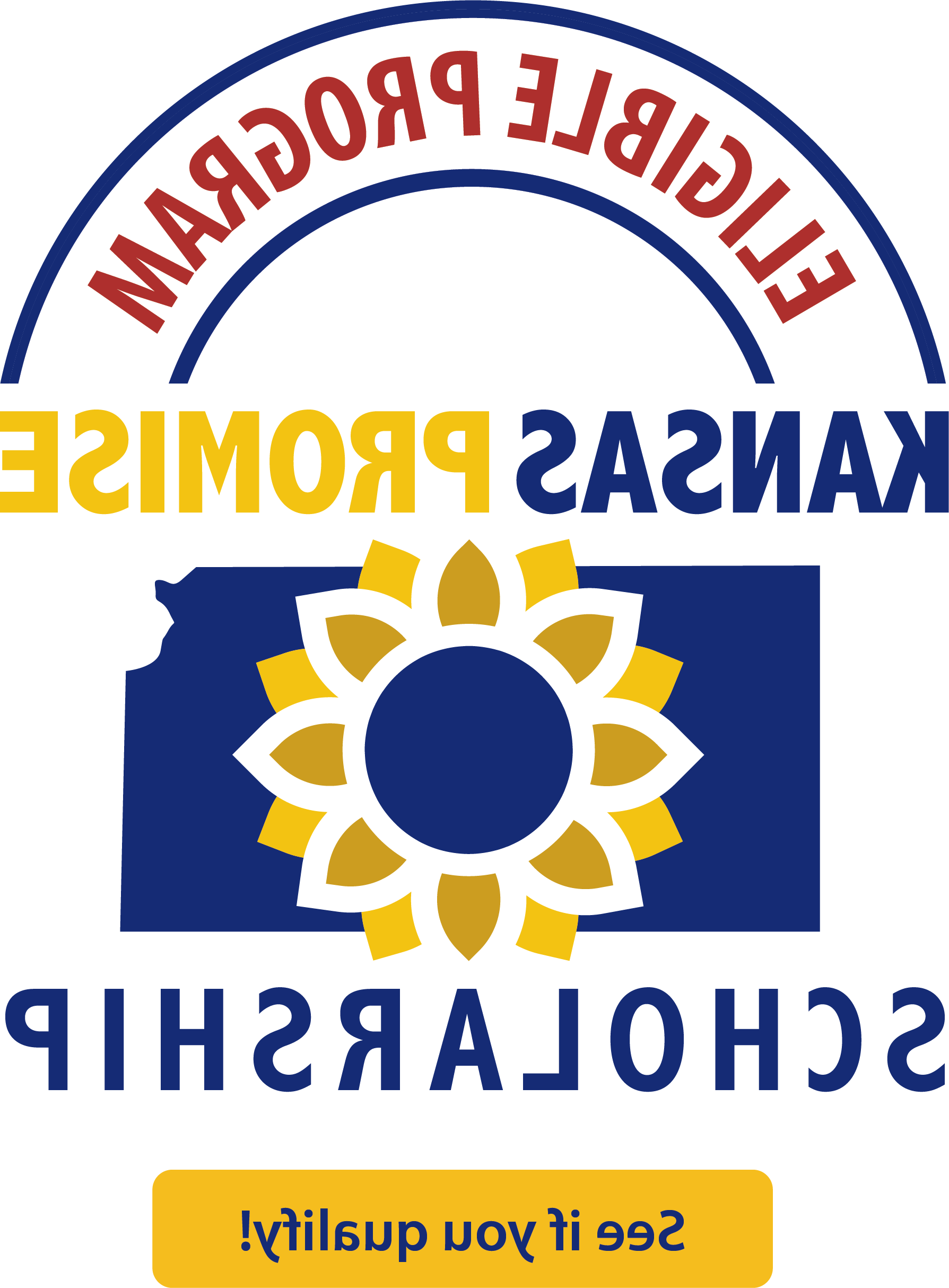 Stylized image of a sunflower in blue and yellow colors with the words Kansas Promise Eligible Program