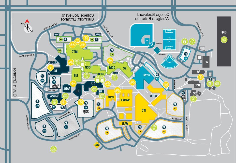 Map of sustainability initiatives across campus