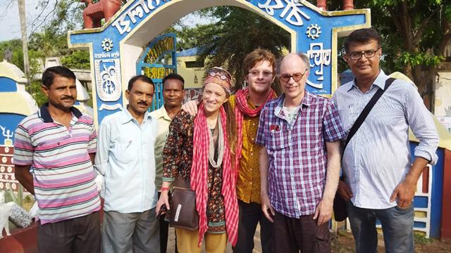 Laura Gascogne in a group photo with traveling companions in India
